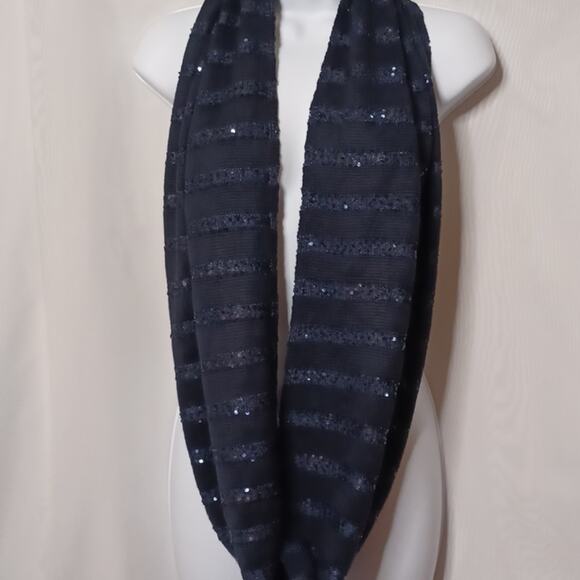New York & Company Women's Navy Scarf With Sequins. - Picture 5 of 7